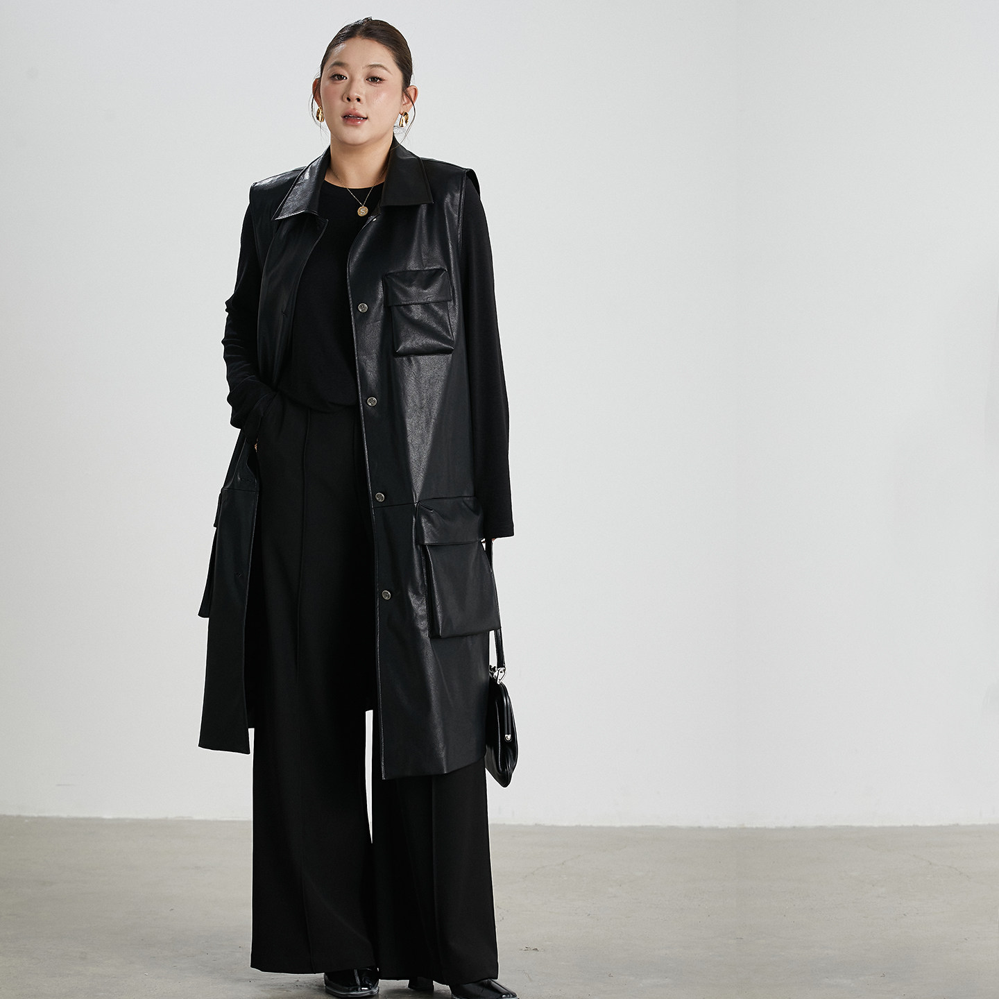 心存真大码女装定制蛋白皮马甲200斤胖mm宽松高级感中长款pu外套,女装/女士精品,常规大码外套,淘宝优惠券,粉丝福利购,淘宝优惠卷