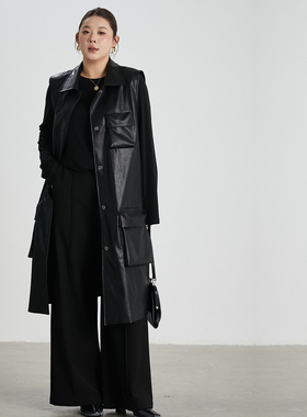 心存真大码女装定制蛋白皮马甲200斤胖mm宽松高级感中长款pu外套