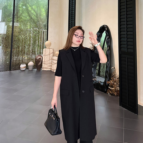 大码女装胖mm长款马甲宽松显瘦