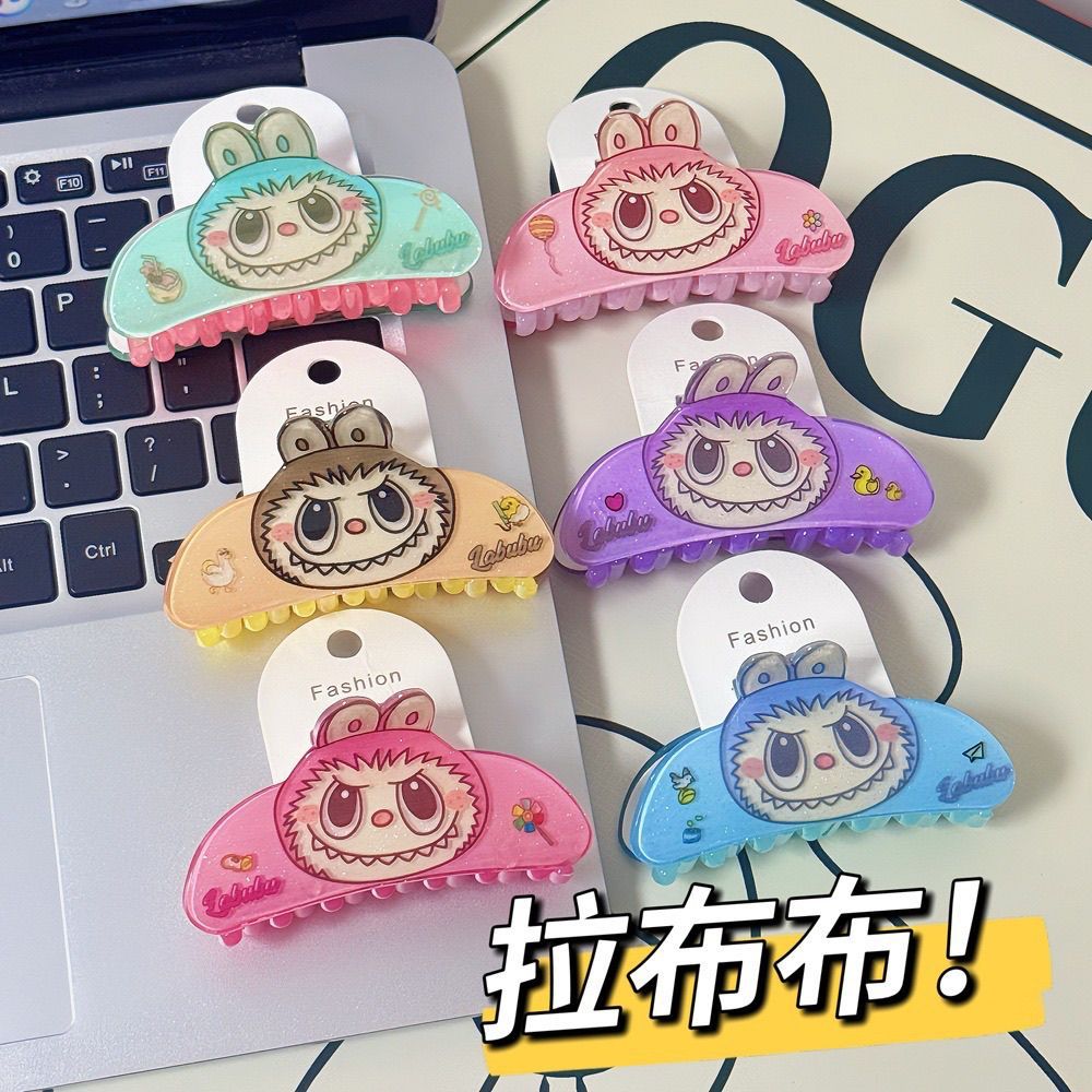 2025新款可爱拉布布抓夹儿童通用韩式童趣植物花卉鲨鱼夹卡通醋酸