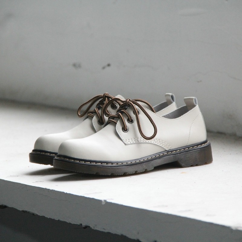 自然卷秋季新款真皮圆头小白鞋文艺复古牛津单鞋平底学生小皮鞋女在类目 女鞋, 低帮鞋中 - 来自Buy2taobao.com提供专业的淘宝代购服务