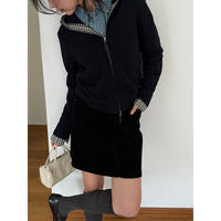 Acme Ground Korean checkered hooded knitted jacket Women's Autumn Double Zipper loose Sweatshirt 21973 thumbnail 3
