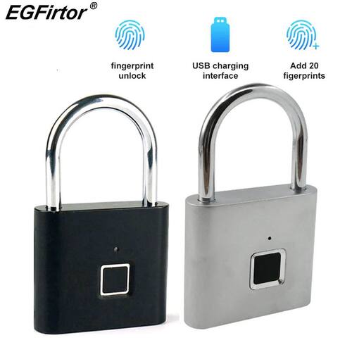 Biometric Door Lock Keyless Fingerprint Padlock Security Fin