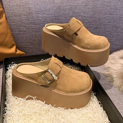 Women High Platform Slippers 7CM Wedges Bling Shoes Woman Ou