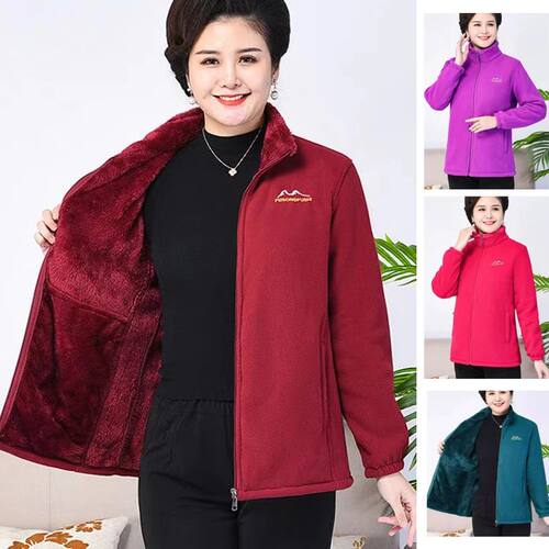 1pcs Autumn Winter Females Fleece Cardigan Jacket Womens Sol