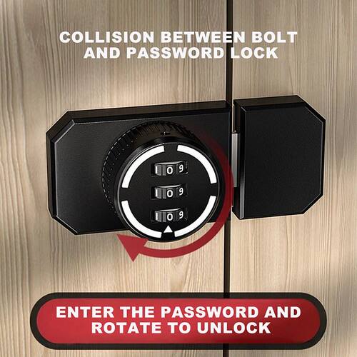 New 1 Set No-Punch Combination Door Lock 3 Digit Password Ca