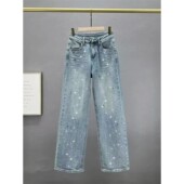 Rhinestone Jeans Pendant High Fashion Wash Design Waist Wome