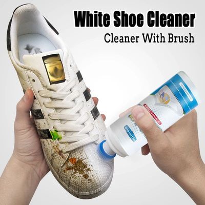 White Shoe Foam Cleaner With Brush Remove Stains Dirty Tenni