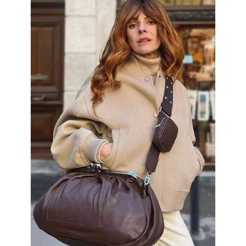SLTNX Female Jacket Short Bomber Jacket Female Beige Navy Tw
