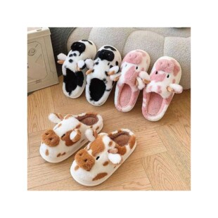 Women's Slippers with Spotted Cow Hair and Indoor Slippers,