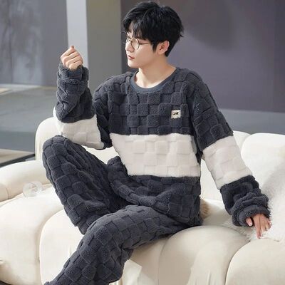 Thickened Warm Sleepwear for Winter Men Coral Velvet Plus-Si