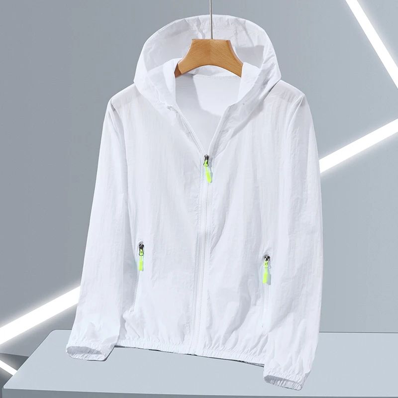 Summer Thin Ice Silk Sun Protection Jacket for Men Fashion H图片