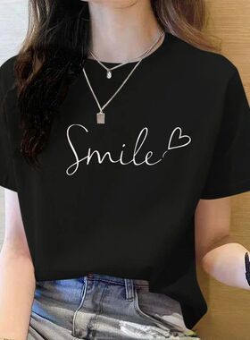 2025Summer Loose Women's T-Shirt High Quality O Neck Solid C