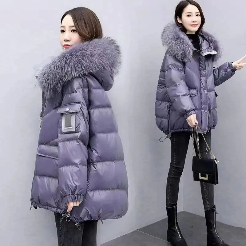 2025 Winter New Warm Down Cotton Jacket With Large Fur colla