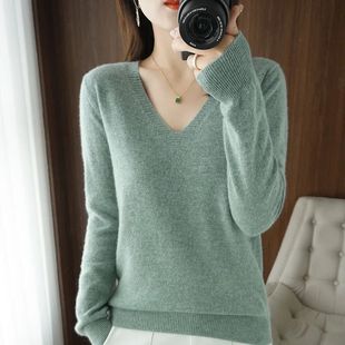 Women's Sweater 2025 Autumn Winter Knitted Pullovers V-neck