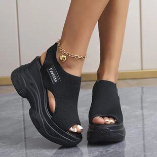 2026 Summer Fashion Women Peep Toe Platform Wedges Comfortab