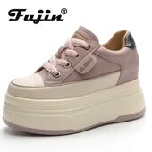 Suede 9cm Fujin Women Cow Leather Shoes Genuine Vulcanized