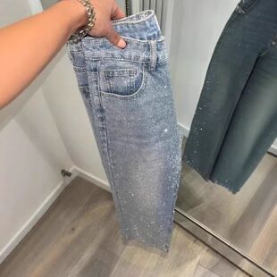 Japanese and Korean Casual Women's High Waisted Washed Denim