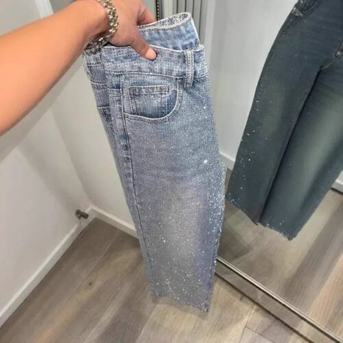 Japanese and Korean Casual Women's High Waisted Washed Denim