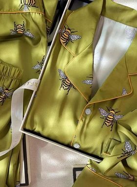 Women's Pajama Set Spring Autumn 2 Piece Pyjama Bee Print Po