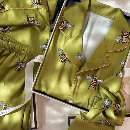 Women's Pajama Set Spring Autumn 2 Piece Pyjama Bee Print Po