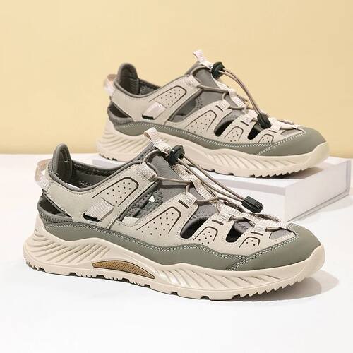 Mens Leather Beach Sandals Quick Dry Water Shoes Non Slip Su