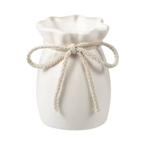 Home White Flower Vase Plastic Bow Design Nordic Decorative