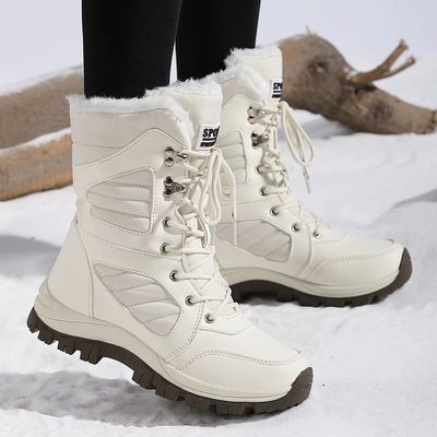 Ladies' fashionable snow boots, solid color design, round to