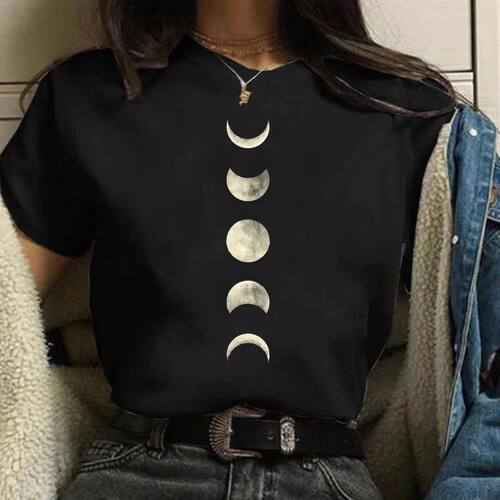Moon Print T-shirts for Women Harajuku Summer T Shirt New Fa