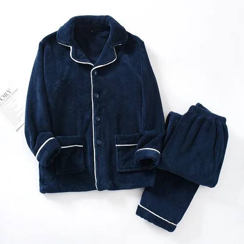 New autumn and winter men's pajamas, long-sleeved trousers,