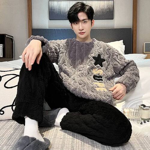 Higher Quality Thickened Warm Flannel Plus Size Men Pajamas