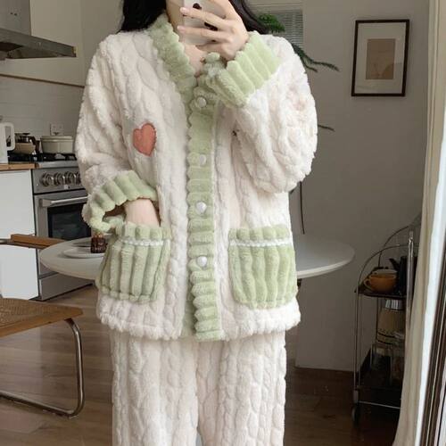 Women's Coral Fleece Pajamas Homewear New Women's Padded Thi