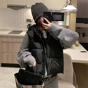 Women's Loose down Feather Cotton Hooded Vest 2025 Zipper Cl