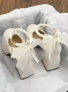 Mary Jane Shoes Women's Spring New Ultra-high Heel Pearl Cha