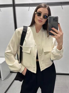 SLTNX Women Fashion With Pockets Bomber Jacket Coats Vintage