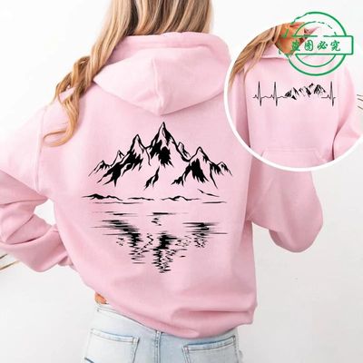 Mountain Print Women Hoodies Outdoor Climbing Hiking Graphic