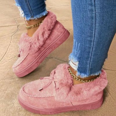 Solid Color Furry Females Feetwear Women Winter Cotton Shoes