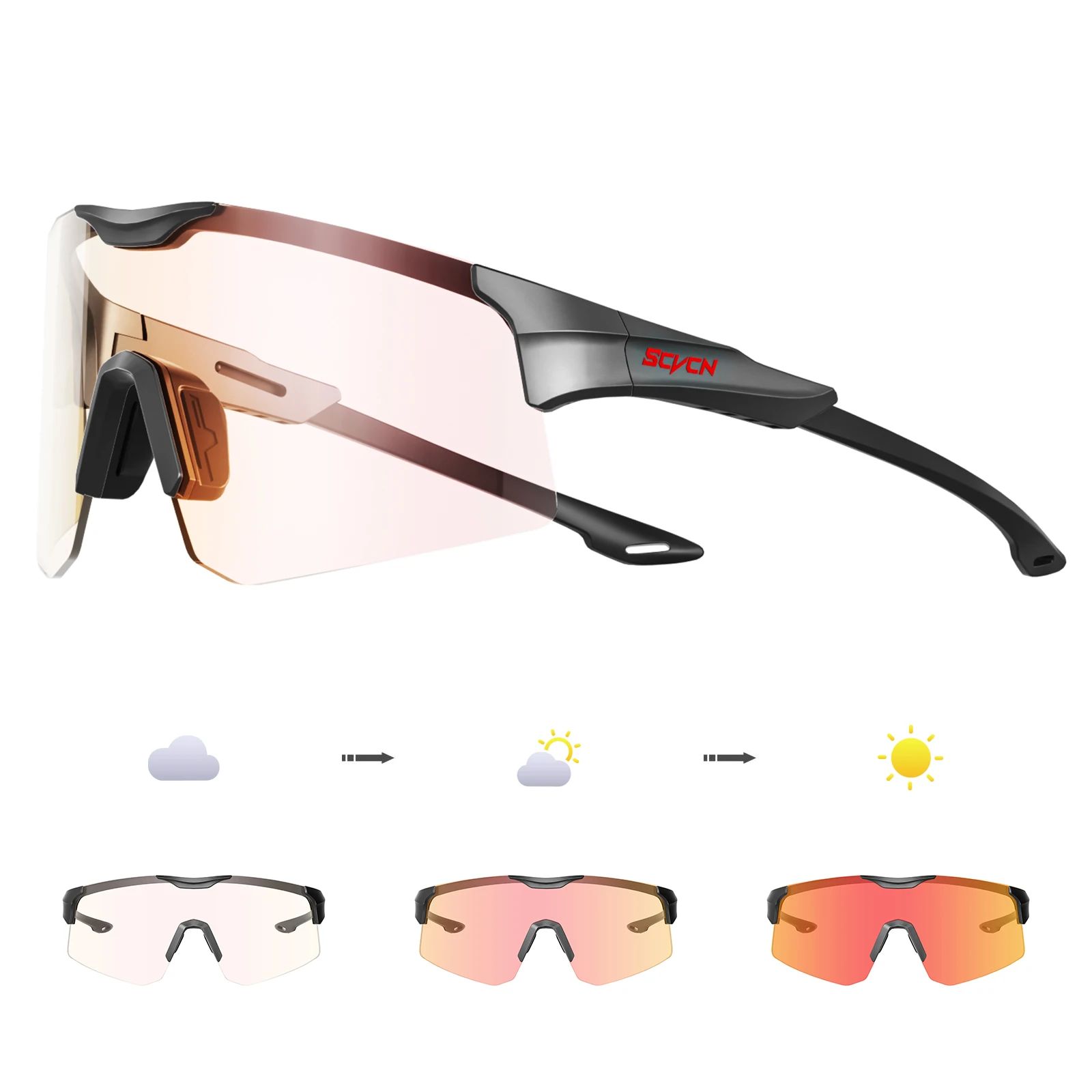 SCVCN Outdoor Photochromic Cycling Sunglasses MTB Glasses Bi