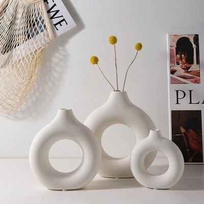 Nordic White Flower Vase Designed Plastic Plant Pot Flower B