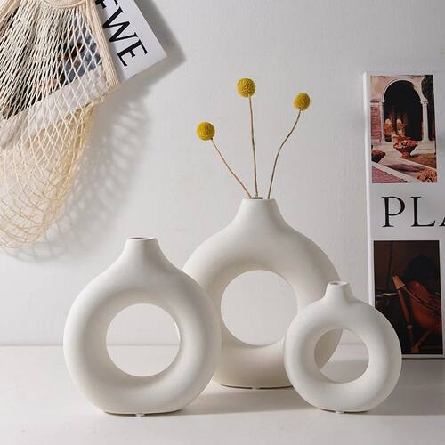 Nordic White Flower Vase Designed Plastic Plant Pot Flower B