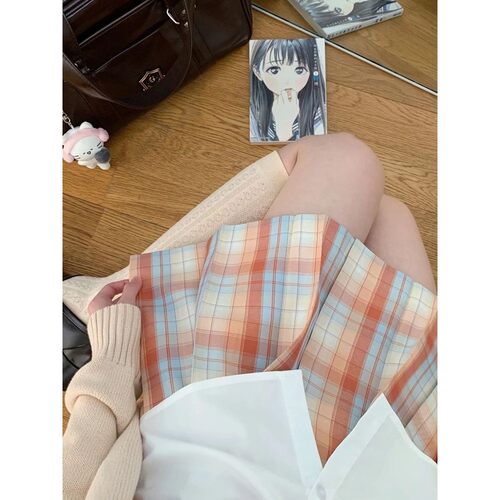 Sweet Preppy Style High Waist Mini Skirt Women Japanese Kawa