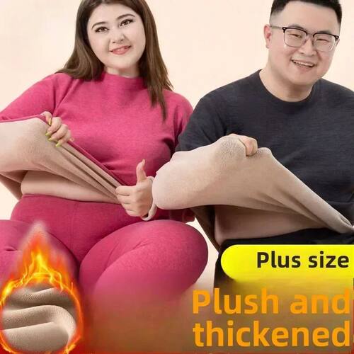Winter New Men's Warm Underwear Women's Fat Increase Plush T