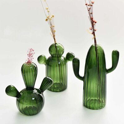 New Colored Cactus Shaped Glass Vase Transparent Hydroponics