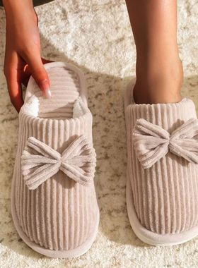 Fashion Women's Bow Slippers Fall/Winter Indoor Bedroom Floo
