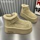 Platform Women Boots 2024 Ankle Fur Suede Flats New Warm Sho