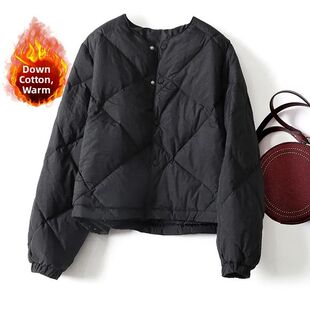 Ele  Color Diamond Pattern down Cotton Thiened Winter Faion