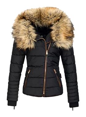 Coat Woman Winter Plus Size Collar Zipper Padded Jacket Wint