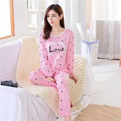 Autumn 2pieces Pyjamas Set Women Thin Sexy Sleepwear Lovely