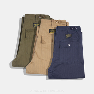 裤 复古直筒宽松人字纹工装 子男军绿 美式 OG107vintage复古二战军裤