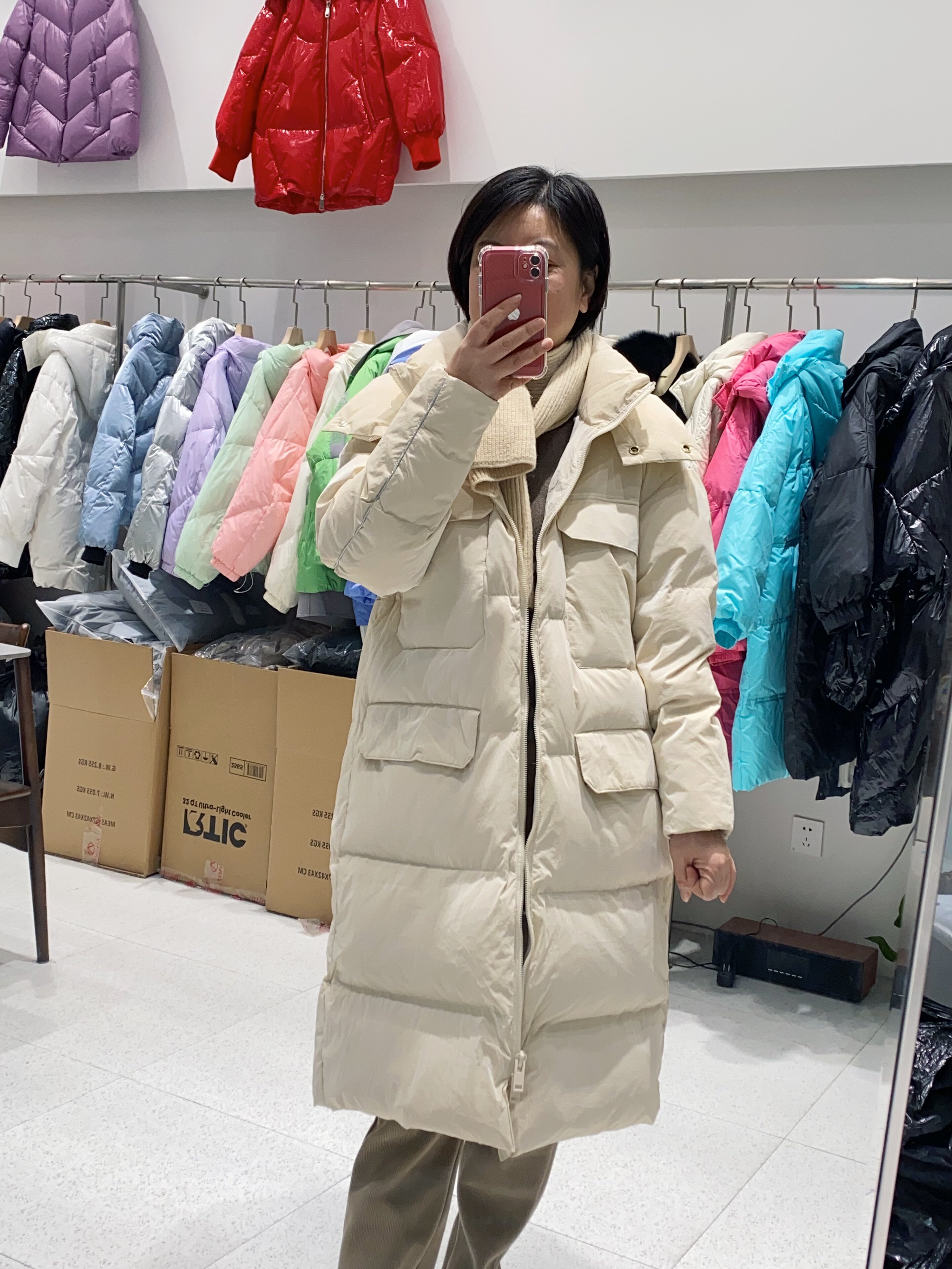 羽绒服女2023年秋冬中长款立领连帽欧洲站宽松休闲加厚保暖外套潮
